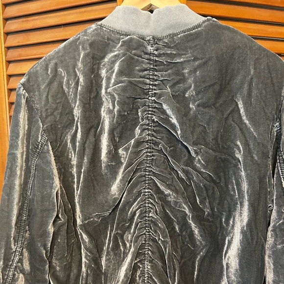Free People Metallic Blue Gray Velour Jacket - Picture 5 of 11